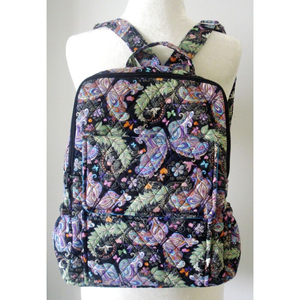 Quilted Floral Paisley Fabric Backpack Laptop Sleeve Adjustable Strap